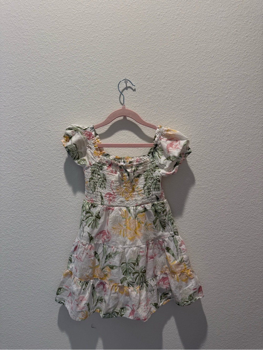 The Children's Place White Floral Smocked Dress with Pink and Yellow Flowers - Picture 1 of 2